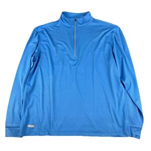 Straight Down 1/4 Zip Golf Pullover Men's Blue Performance Sunprotect - Size M
